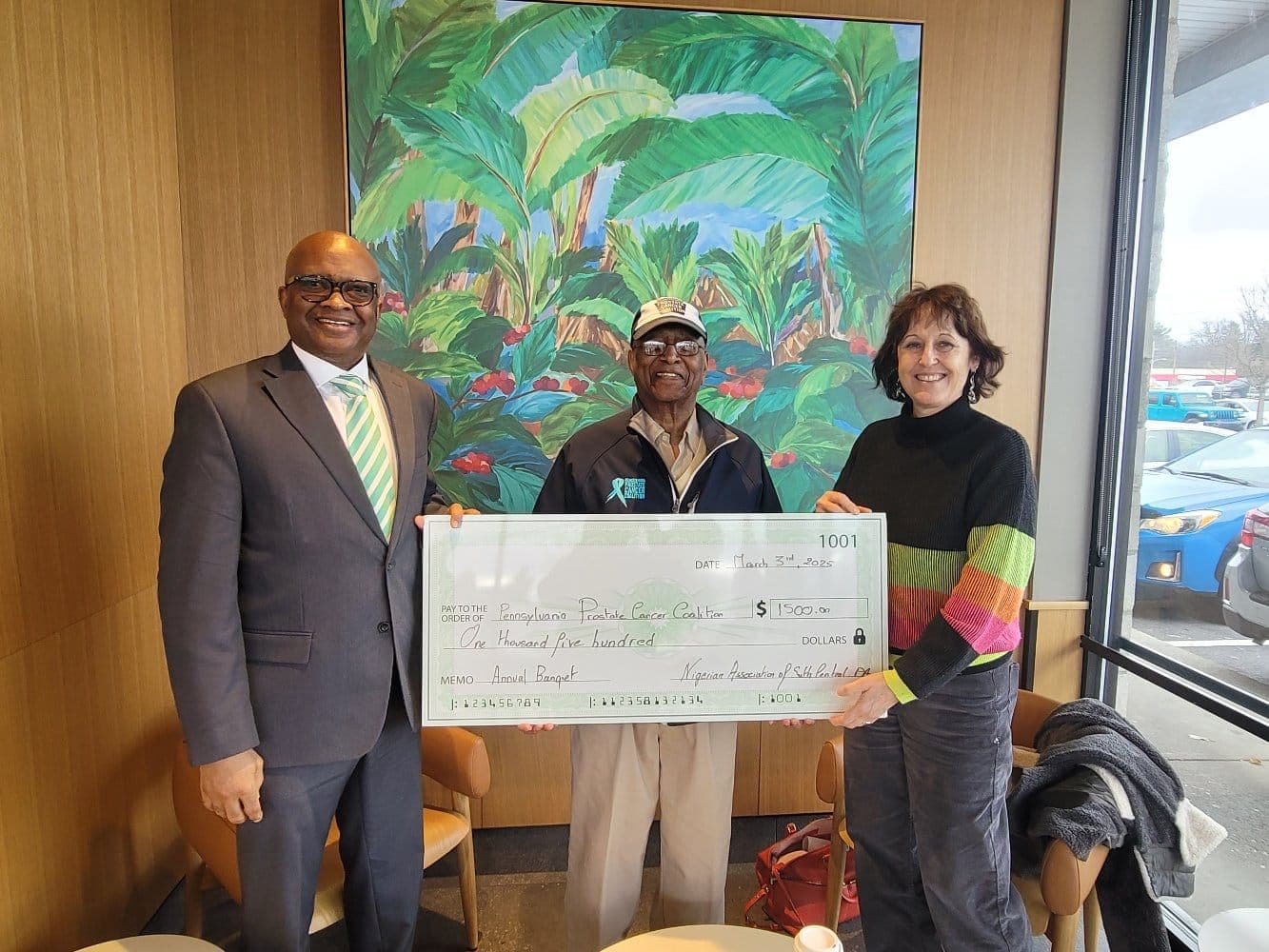 Check Presentation to Prostate Cancer Awareness Group
